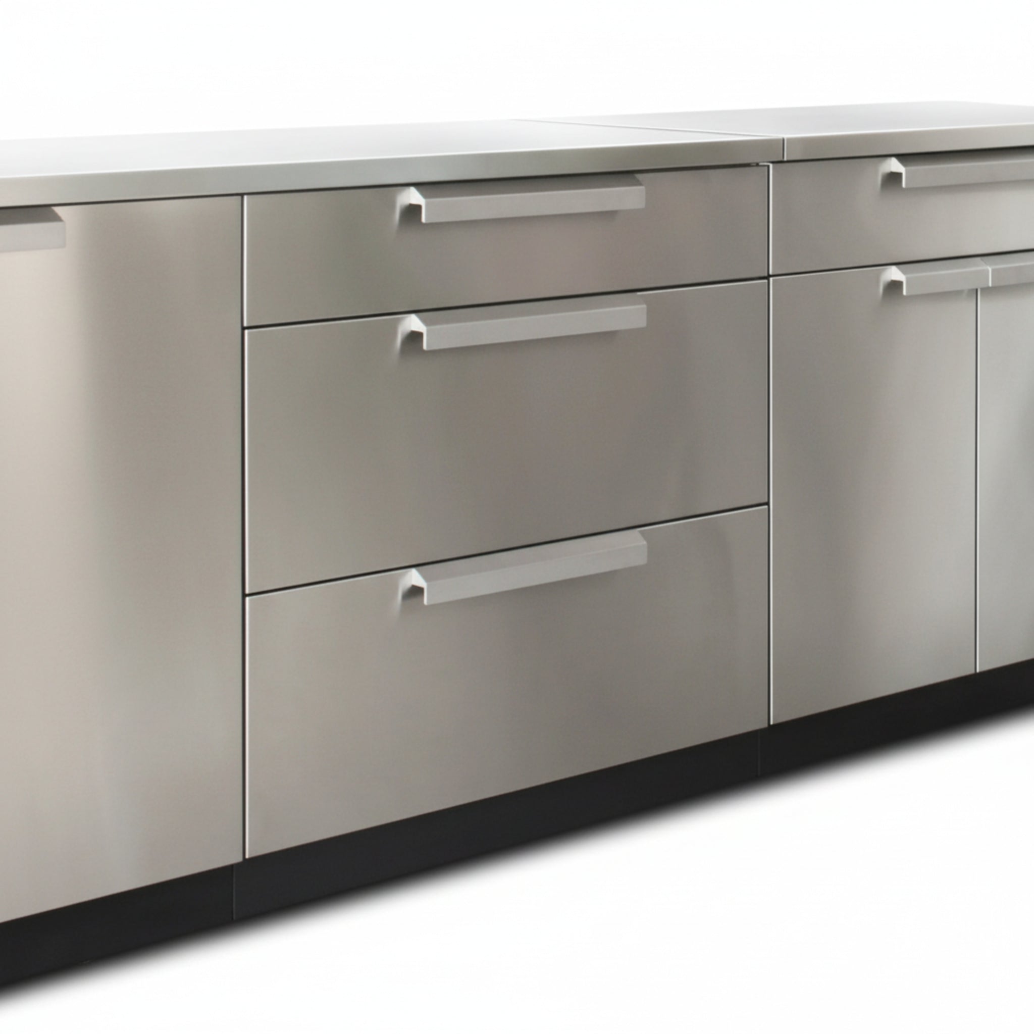 Newage Products Outdoor Kitchen Stainless Steel 3 Piece Cabinet Set with 3-Drawer, Bar and Grill Cabinet