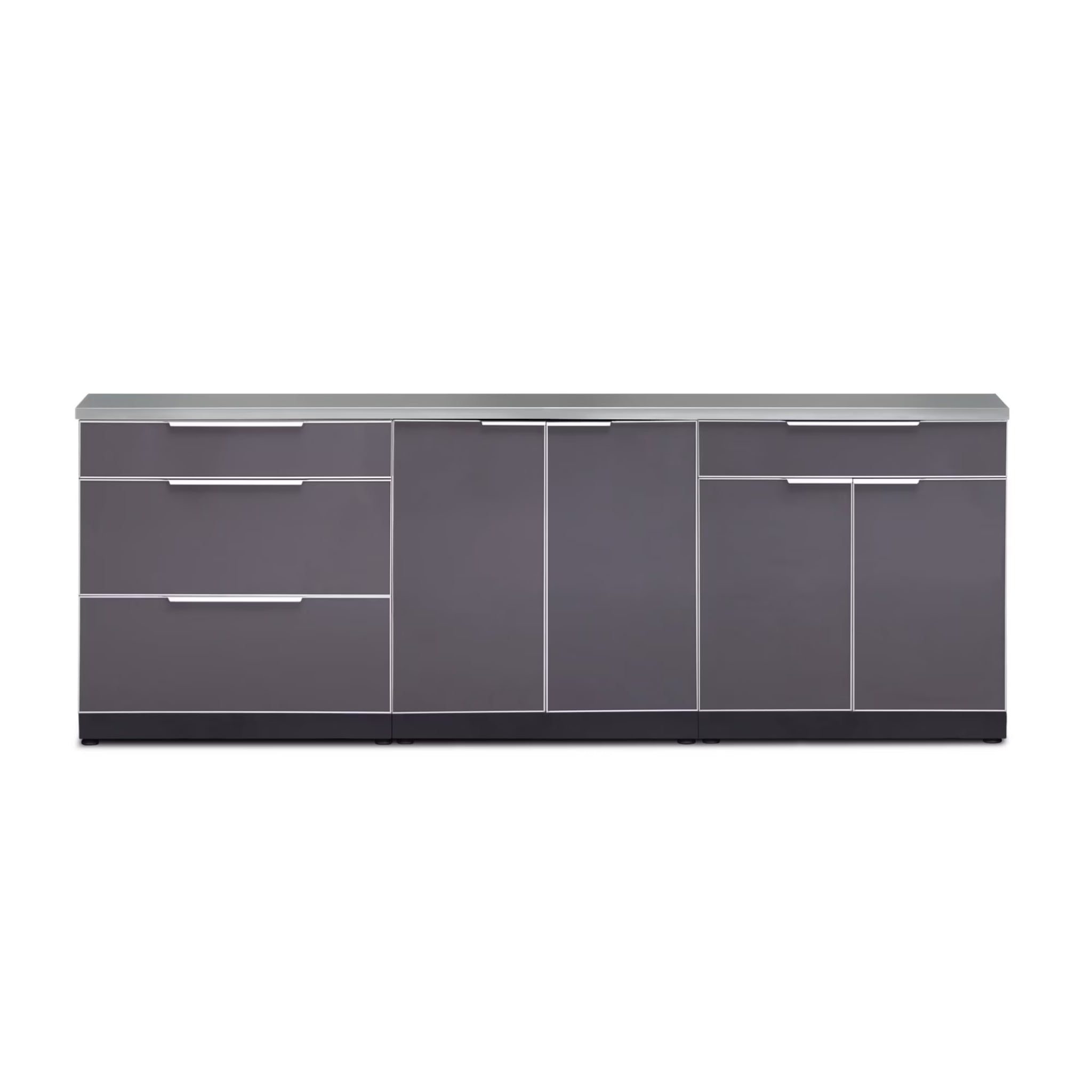 Newage Products Outdoor Kitchen 4 Piece Cabinet Set in Slate Gray with Countertops